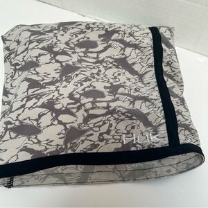 HUK Fishing Performance Fabric All Over Fish Print Gray Black Drawstring Size 38